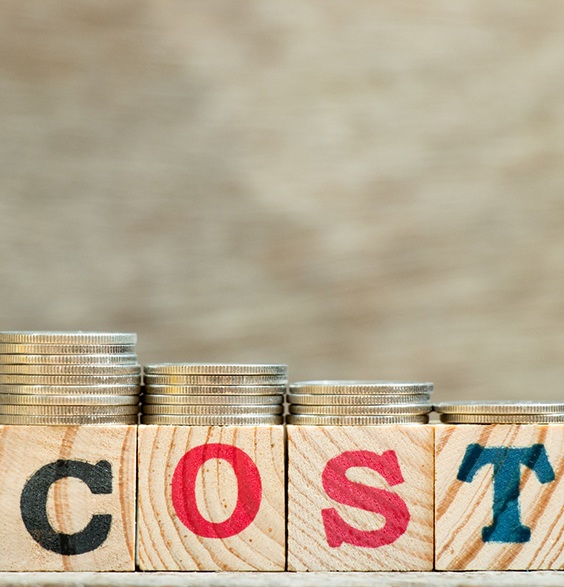Cost written on wooden blocks