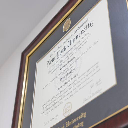 Framed diploma for Doctor Steve Yusupov